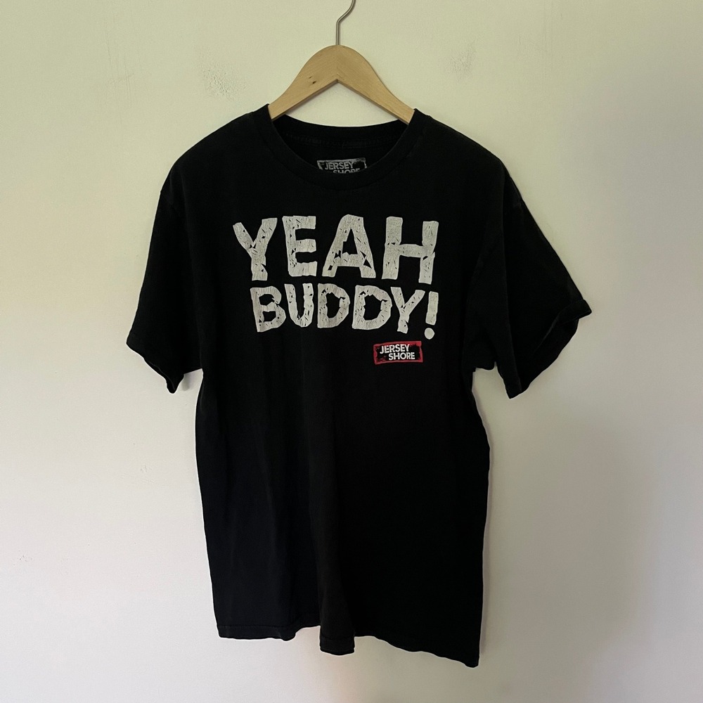 Jersey Shore Yeah Buddy Graphic Tee Black MTV Pauly D T-Shirt Large